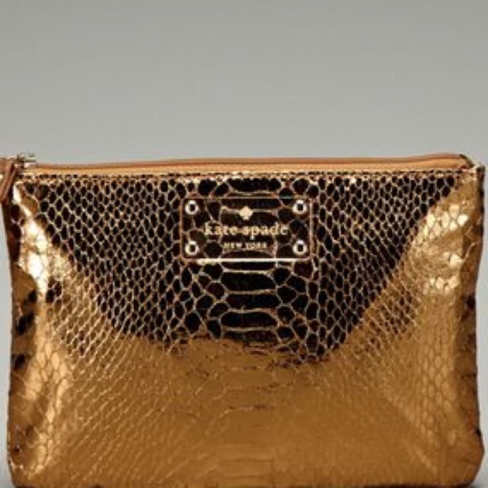 Kate spade foiled again rose gold cosmetic pouch